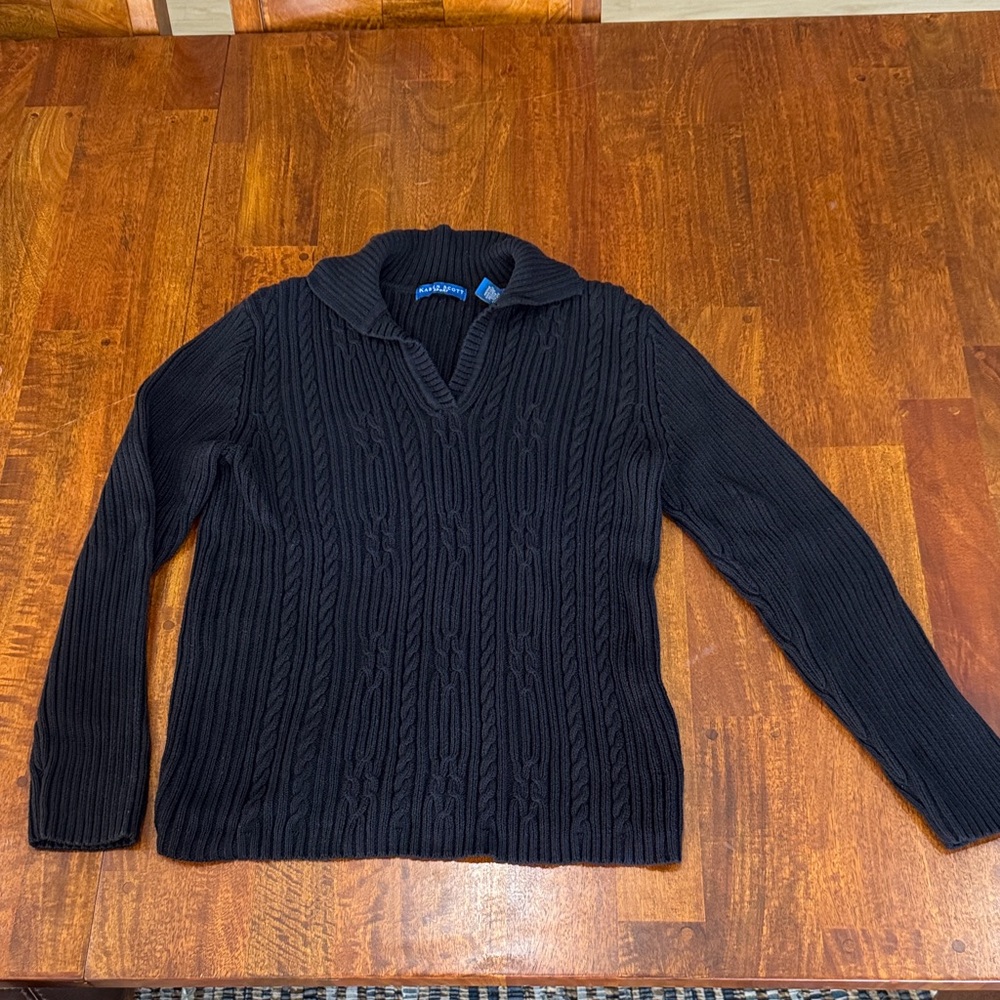 Karen Scott Sport Y2K Black Cable Knit Sweater